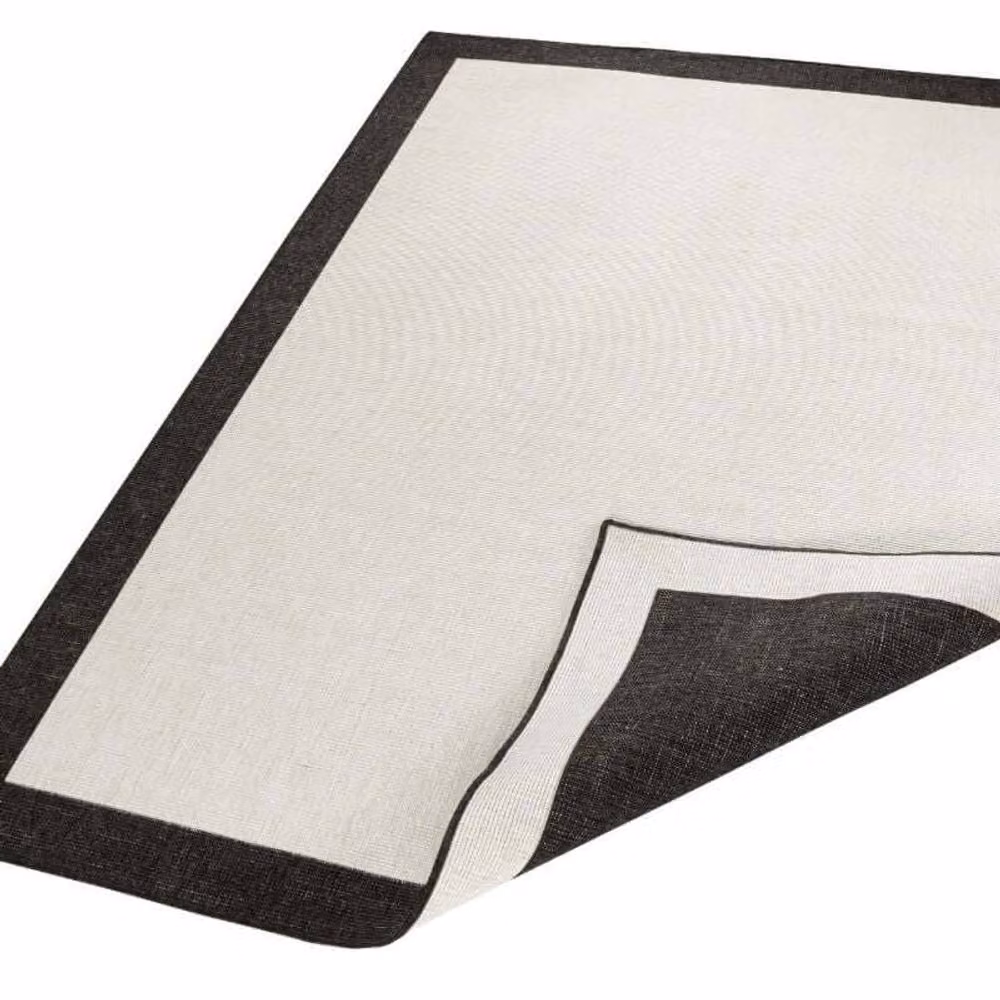 THE RUGS Panama Reversible Indoor Outdoor Flatweave Rug with Border, Black, W: 80 cm, L: 250 cm – 4