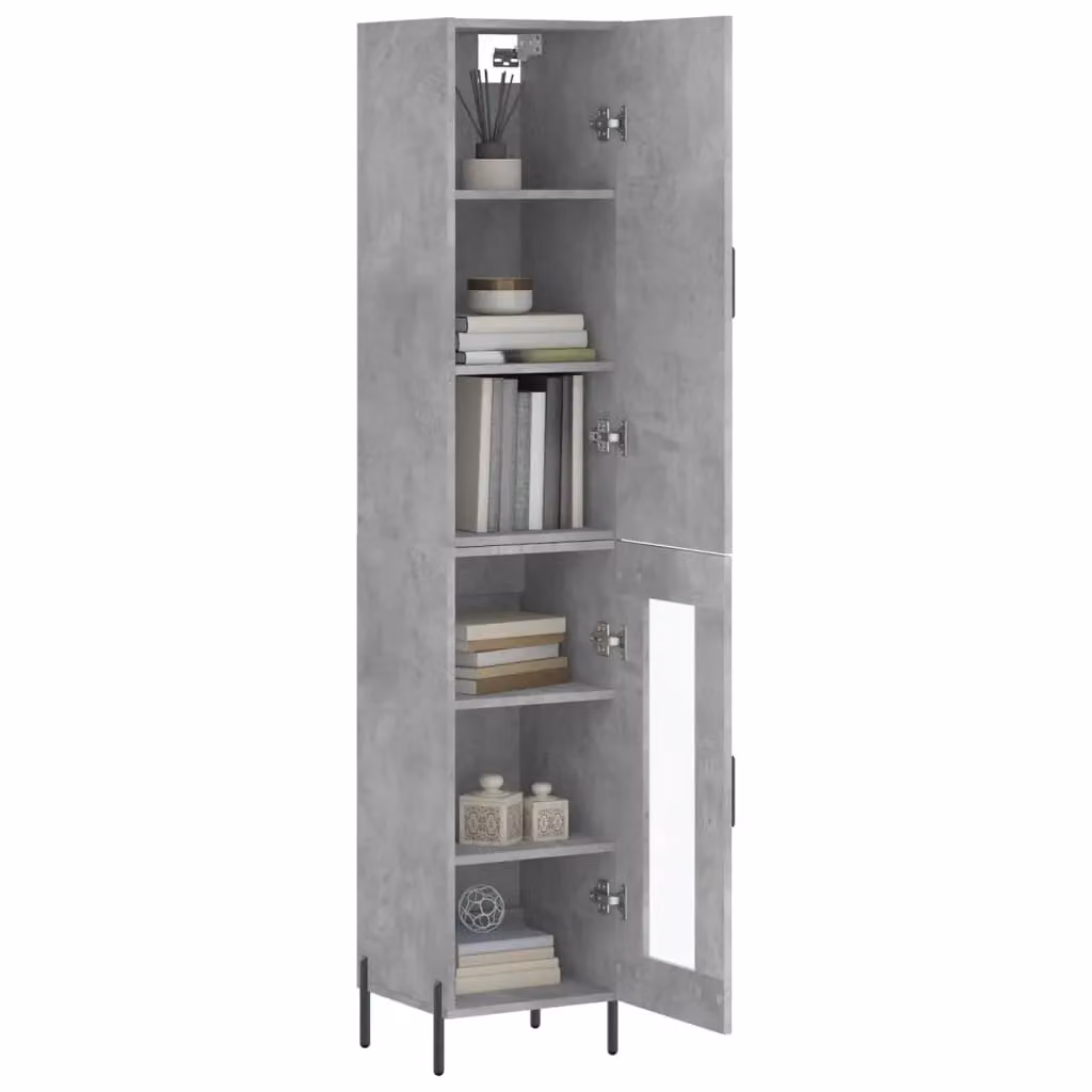 Berkfield Home Highboard in Concrete Grey, W/D/H: 34.5 x 34 x 180 cm – 2