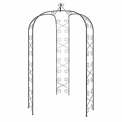 vidaXL Black Steel Garden Arch Trellis Support, W/D/H: 180 x 180 x 255 cm