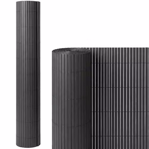 Outsunny 2-Piece Plastic Privacy Screening Windbreak Fence, Dark Grey, H: 100 cm x W: 300 cm