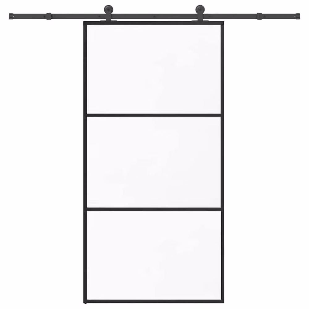 Berkfield Home Modern Sliding Door with Hardware Set, Black ESG Glass and Aluminium, W: 102 cm, H: 205 cm – 2