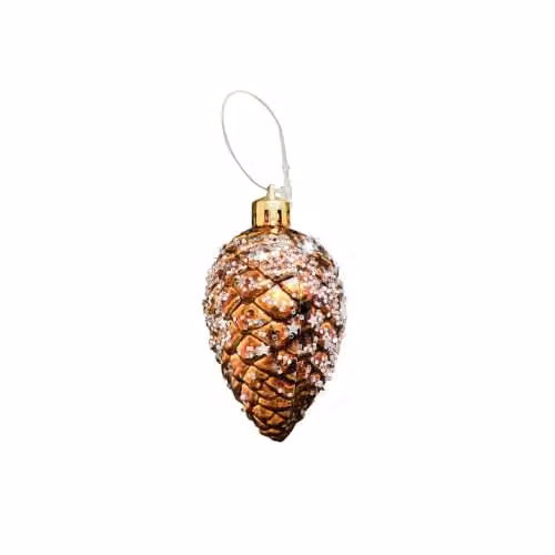 Melody Maison Set of 3 Gold and Bronze Sequin Pinecone Bauble Decorations, Diameter: 6.5 cm – 3