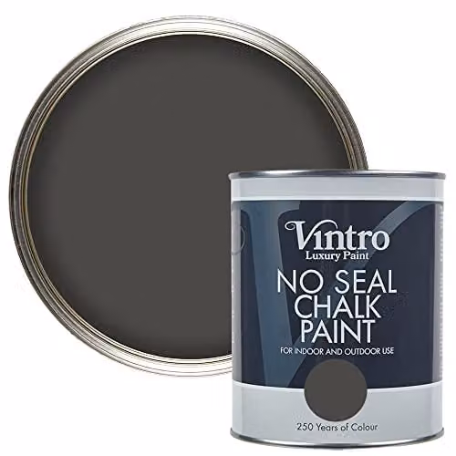 Vintro No Seal Chalk Paint in Midnight Charcoal Grey, 1 Litre