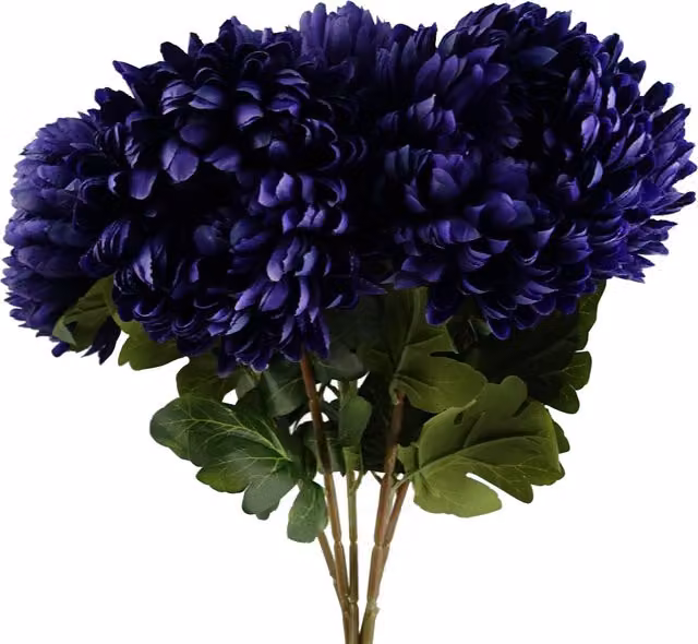 Pack of 6 Extra Large Purple Reflex Silk Chrysanthemum Artificial Flowers
