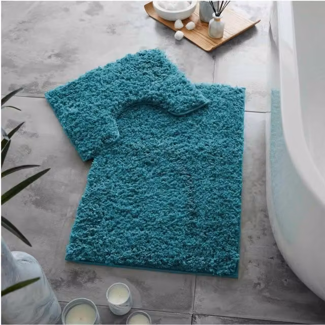 Gaveno Cavailia 2 Piece Zero Twist Cotton Bath Mat Set in Petrol Teal – 1