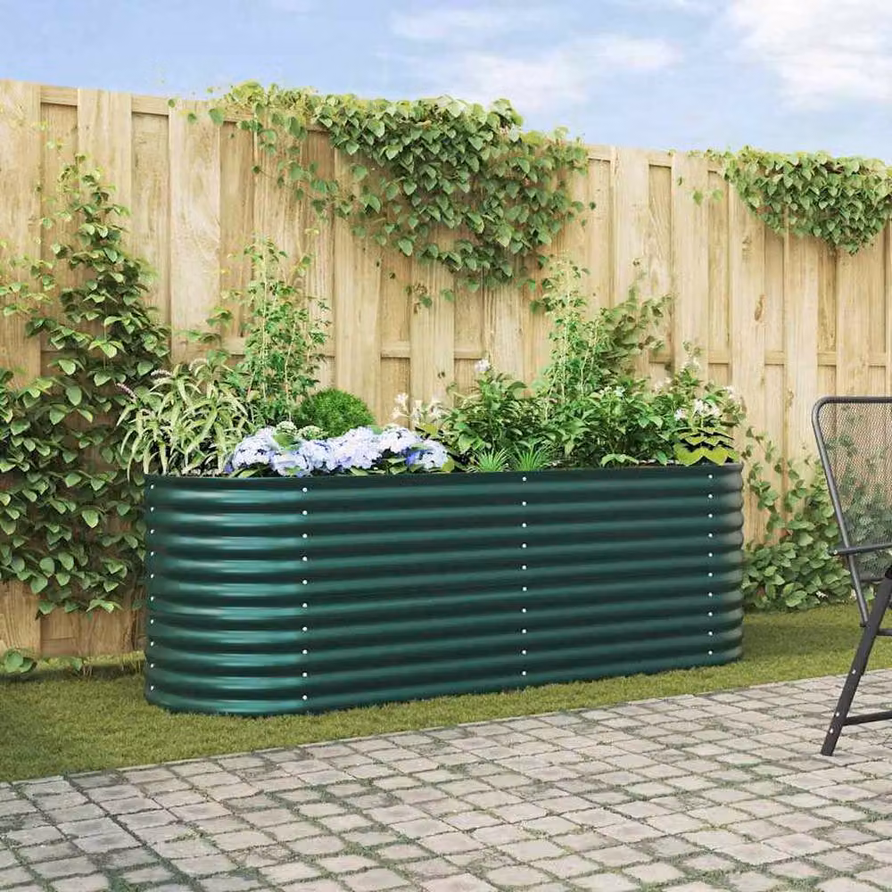 Berkfield Home Garden Green Galvanised Steel Raised Bed W: 240 cm, D: 80 cm, H: 81 cm – 2