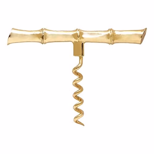 Orsina Modern Retro Bamboo Design Corkscrew in Gold with Ergonomic Grip