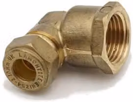 Primaplus Compression Elbow 10mm x 1/2" Female Grey Brass Fitting for Water and Gas