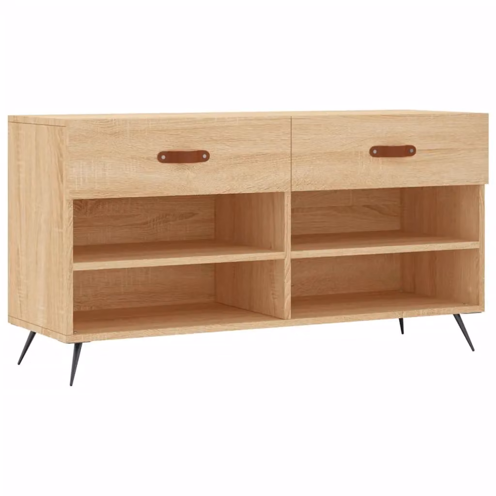 Berkfield Home Shoe Bench in Sonoma Oak Brown, W/D/H: 102 x 35 x 55 cm – 2