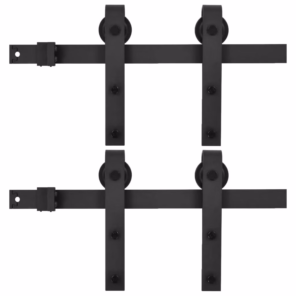 Berkfield Home Sliding Door Hardware Kit, 2 Piece, Black Steel, 183 cm – 2