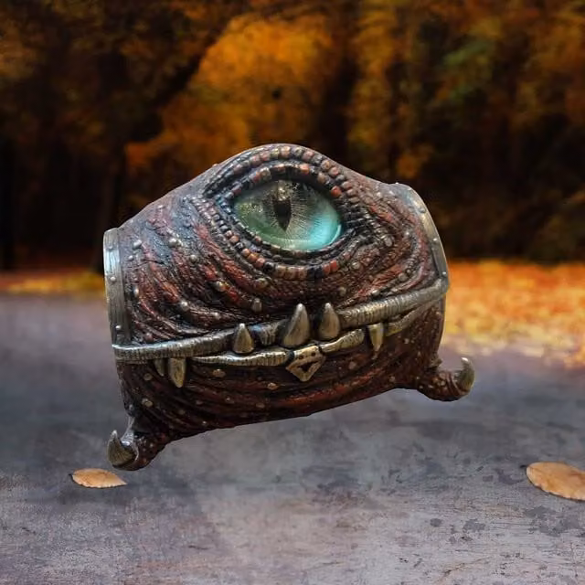Nemesis Now Ruby Dragon Eye Trinket Box in Red, Black and Brown, Height: 16.5 cm