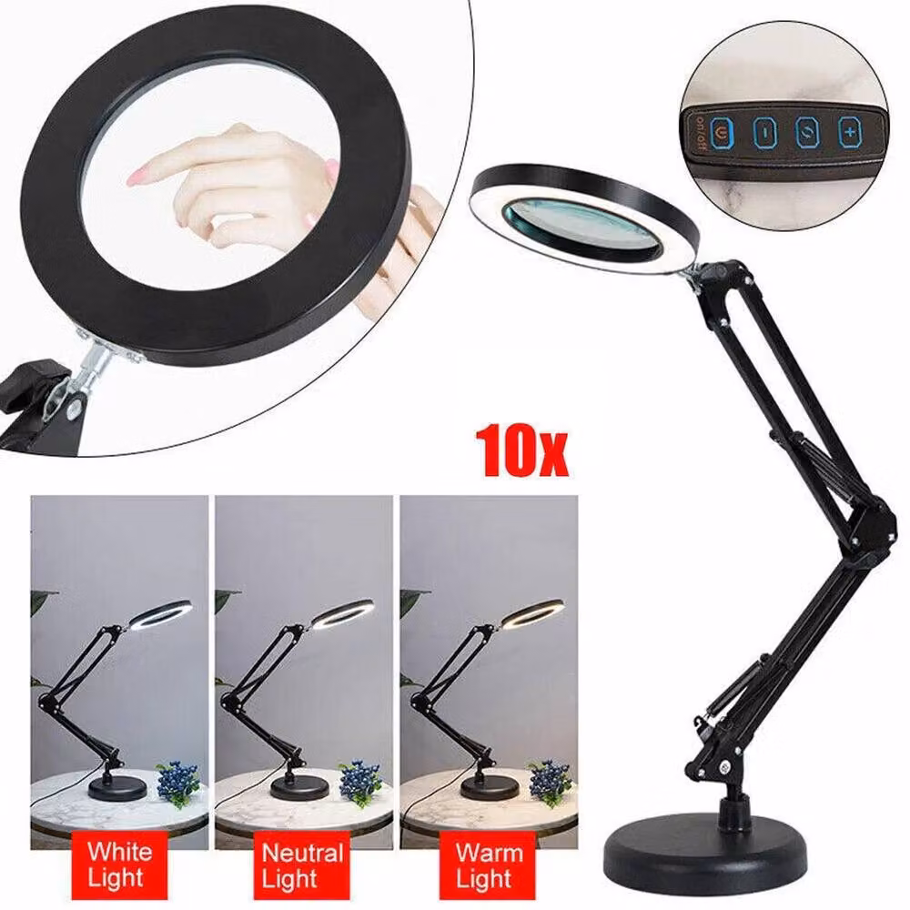 Kelvenix 10X Magnifying Glass Lamp with Dimmable LED Light in Black – 2