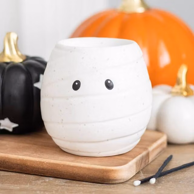 Uniqueful Mummy Shaped Ceramic Oil Burner and Wax Warmer in White