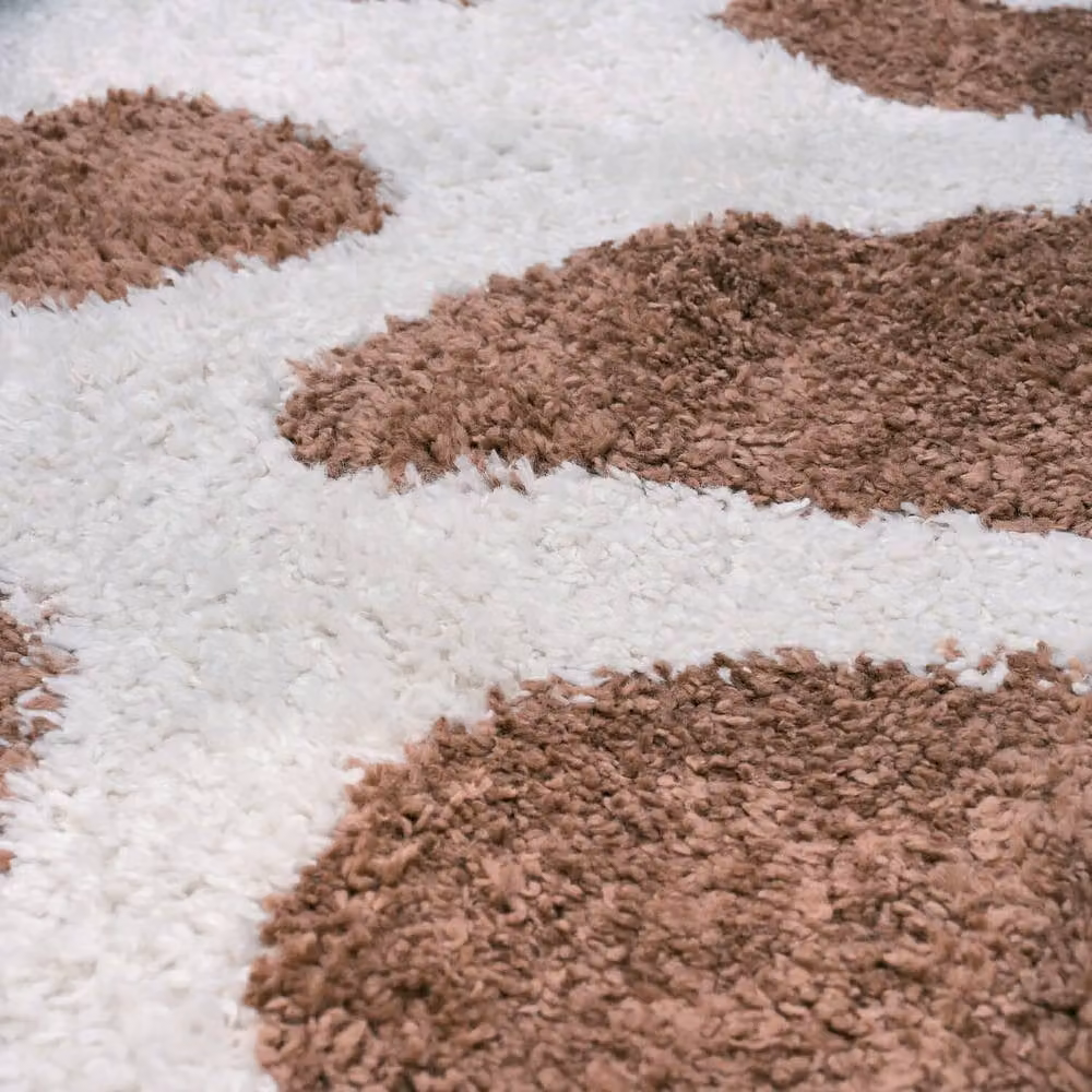 THE RUGS Moodi Pebble Design Shaggy Soft High Pile Living Room Rug in Terracotta, W/D/H: 120 x 170 cm – 3