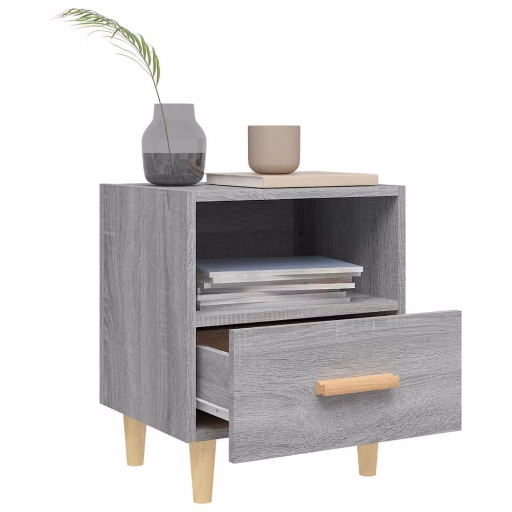 Berkfield Home Set of 2 Bedside Cabinets in Grey Sonoma, W: 40 cm, D: 35 cm, H: 47 cm – 3
