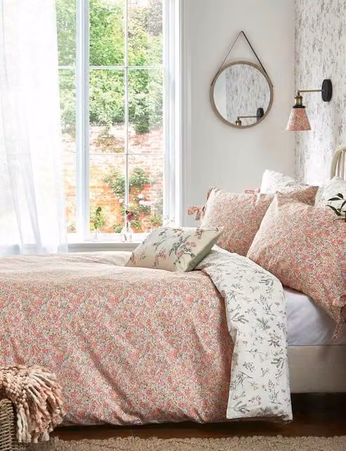 Laura Ashley Loveston Floral Pure Cotton Mako Satin Bedding Set, Pink Mix, 200 x 200 cm