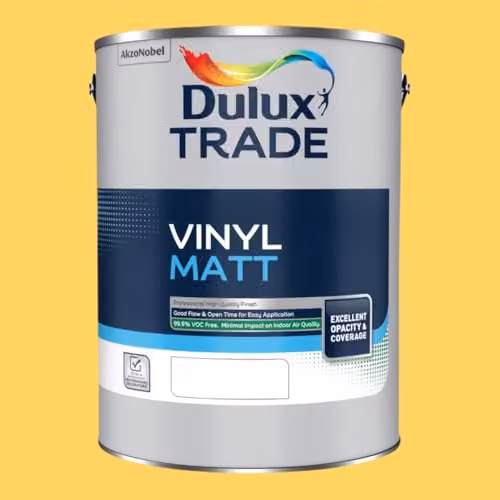 Dulux Trade Vinyl Matt Dispersion Paint in Lemon Zest Yellow, 5l