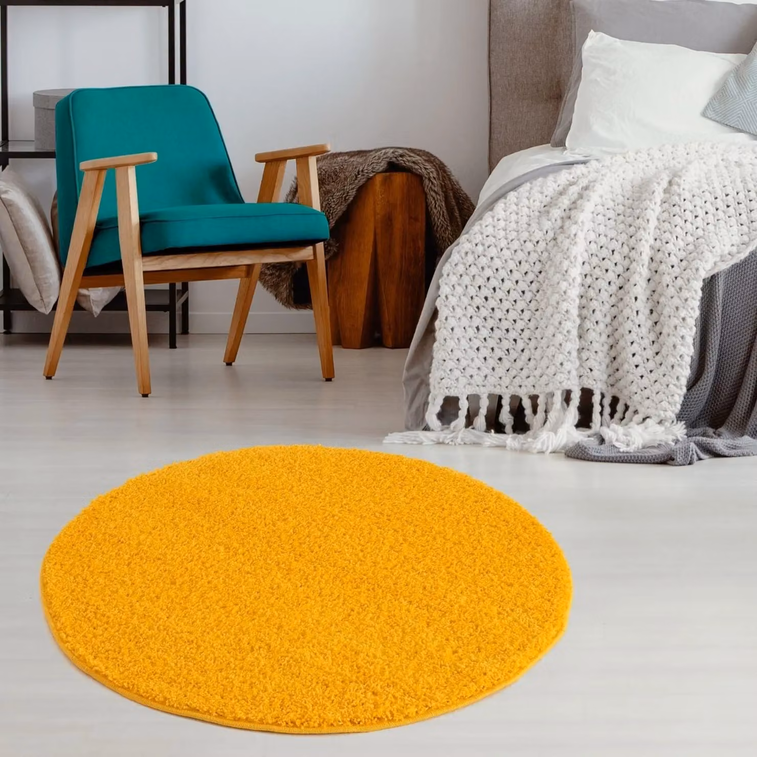 THE RUGS Yellow Plain High Pile Shaggy Rug, W/D/H: 200 x 290 x 1 cm – 5