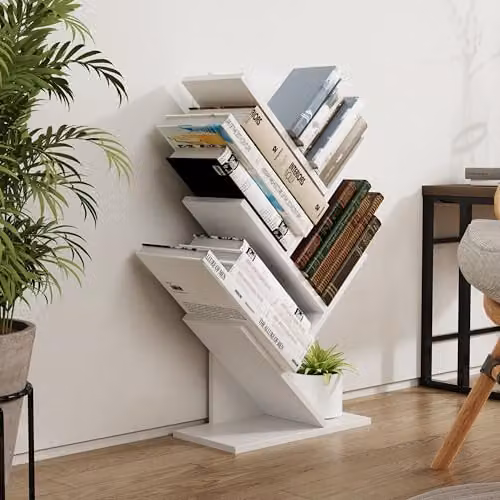 VCM White Wooden Storage Stand and Bookshelf – 2