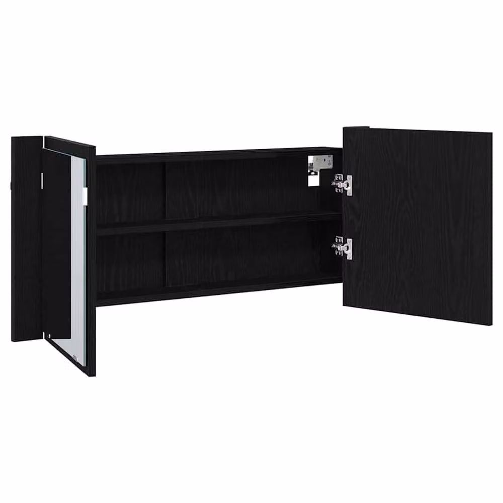 Berkfield Home LED Mirror Cabinet in Black Oak, W/D/H: 100 x 12 x 45 cm – 5