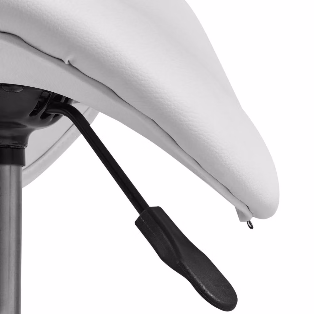 Wyld and Coco White Faux Leather Adjustable Swivel Office Saddle Stool – 3