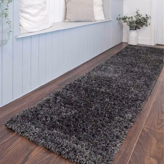 The Rug House Super Soft Shaggy Living Area Rug in Grey, W: 240 cm, D: 60 cm