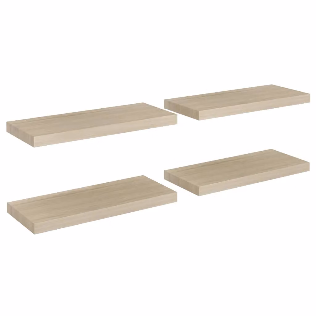 Berkfield Home Set of 4 Floating Wall Shelves in Oak Brown MDF, W: 60 cm, D: 23.5 cm, H: 4 cm – 2