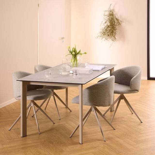 Furniture To Go Palermo Rectangular Ceramic Dining Table and Ella Chair Set in Grey