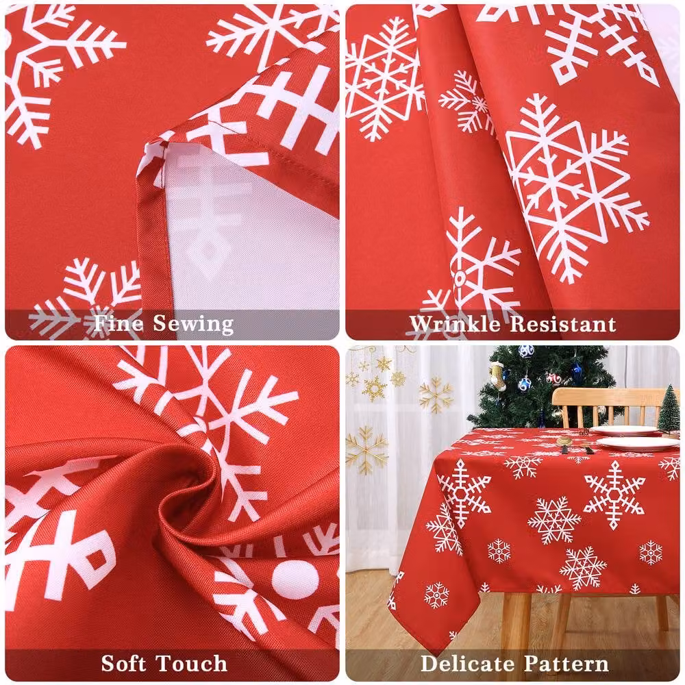 London Boutique Red Christmas Snowflake Design Polyester Washable Tablecloth – 5