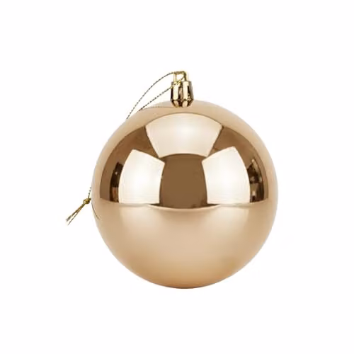 Shatchi Round Plastic Christmas Bauble in Gold and Beige, Diameter: 20 cm – 1