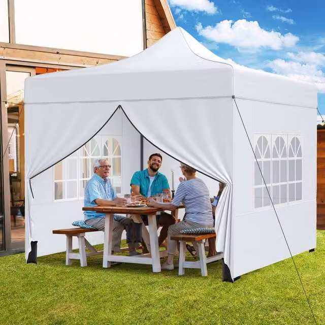 Gymax White Pop Up Commercial Canopy Tent, W x W: 300 x 300 cm – 1
