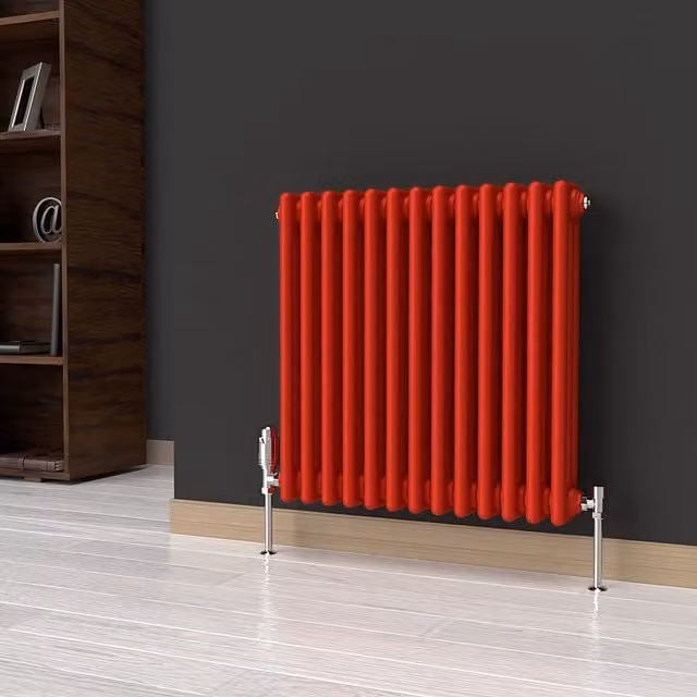 Lux Heat Horizontal Column Radiator in Red, W: 60.5 cm, H: 60 cm