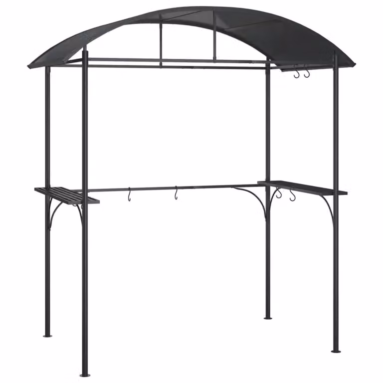Berkfield Home Anthracite BBQ Gazebo with Side Shelves and Polycarbonate Roof, W/D/H: 220 x 115 x 230 cm