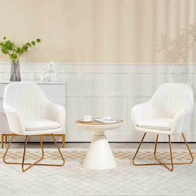 HOMCOM Set of 2 Modern Accent Armchairs for Bedroom or Living Room in Cream and Beige