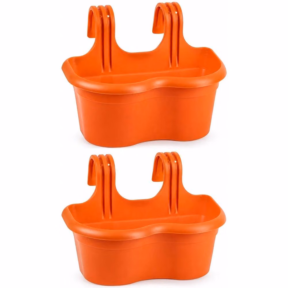 SPETLEK 2 x Hanging Railing Planter Window Box in Terracotta – 2