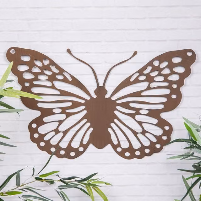 Annibells Large Rustic Brown Metal Butterfly Garden Wall Plaque