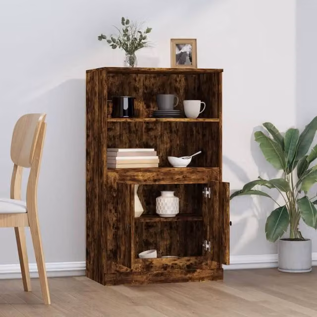 Berkfield Home Smoked Oak Highboard in Brown, W/D/H: 60 x 35.5 x 103.5 cm – 1