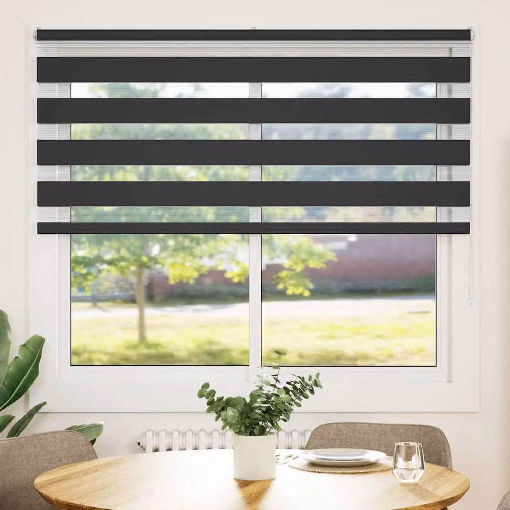 Berkfield Home Elegant Zebra Blind in Black Polyester, W: 165 cm, H: 150 cm – 3