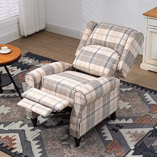 HOMCOM Wingback Recliner Armchair in Beige with Rubberwood Legs and Metal Frame for your Living Room – 5