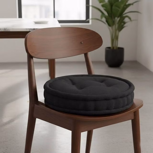 Snug City Round Teddy Fabric Booster Cushion in Black, W/D/H: 45 x 45 x 45 cm – 1