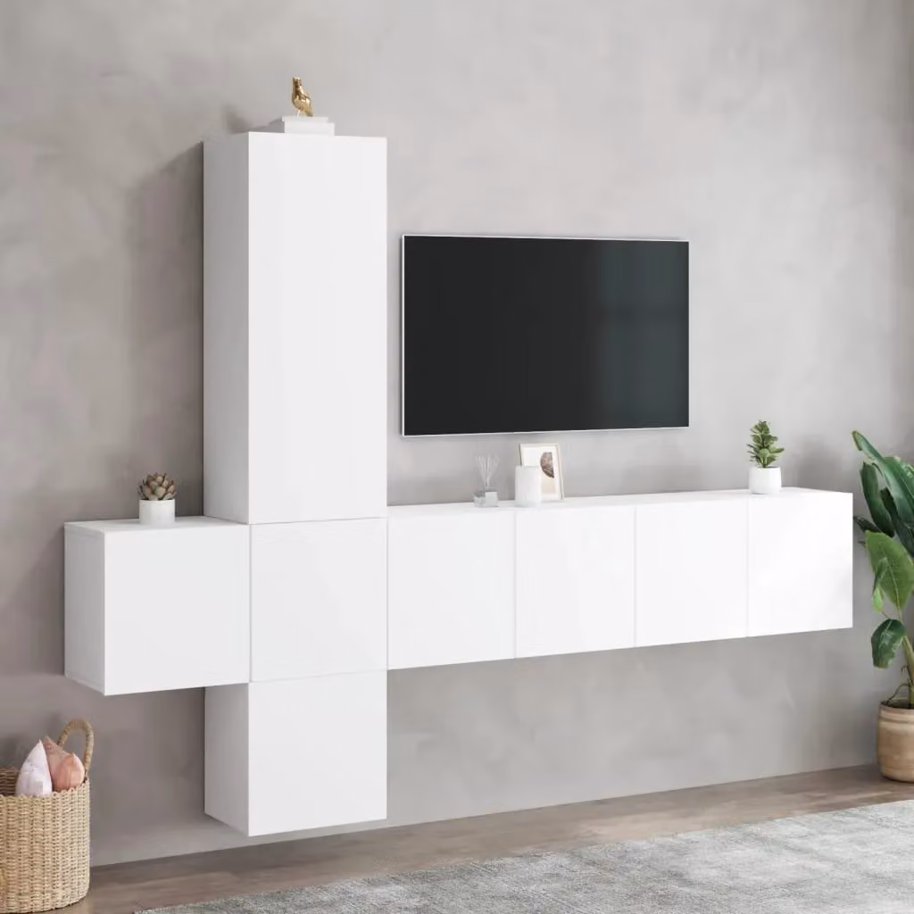 Berkfield Home 5 Piece White MDF TV Wall Unit Set for your Living Room – 2