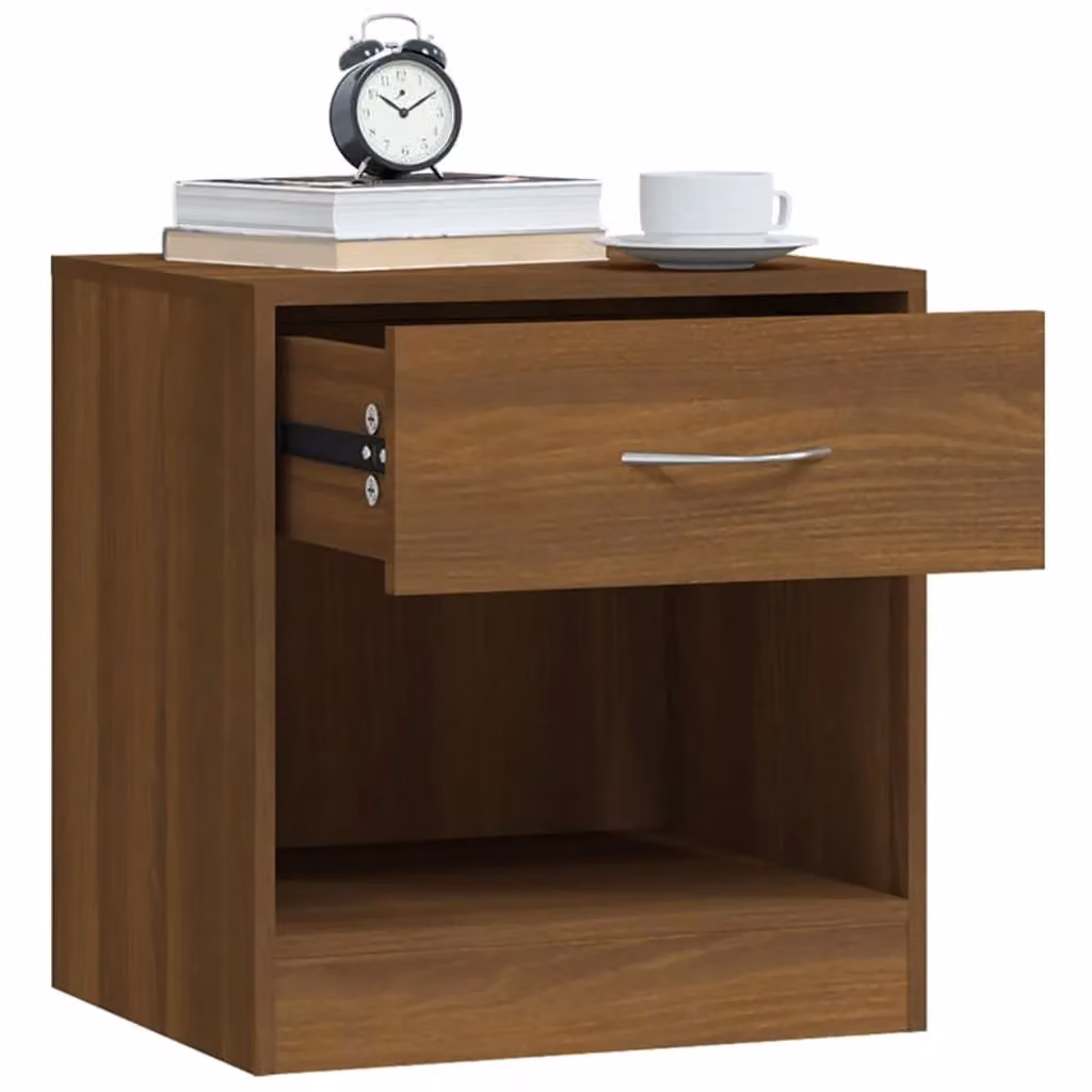 Berkfield Home Set of 2 Modern Bedside Cabinets with Drawers in Brown Oak – 3