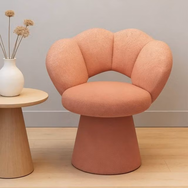 FORGEVIO Pink Swivel Dressing Chair and Upholstered Makeup Stool