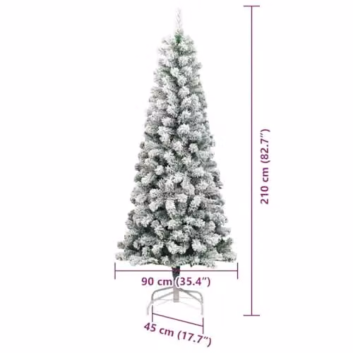 vidaXL Artificial Hinged Christmas Tree in Green and White, Height: 210 cm – 3