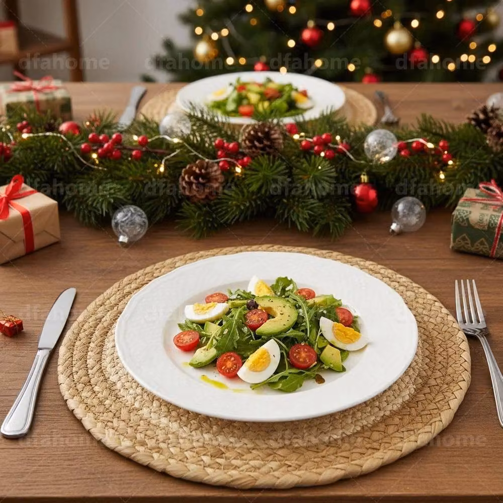 NESTLUNE Set of 6 Woven Seagrass Placemats and 6 Coasters in Brown, Round, 30 cm Diameter – 5