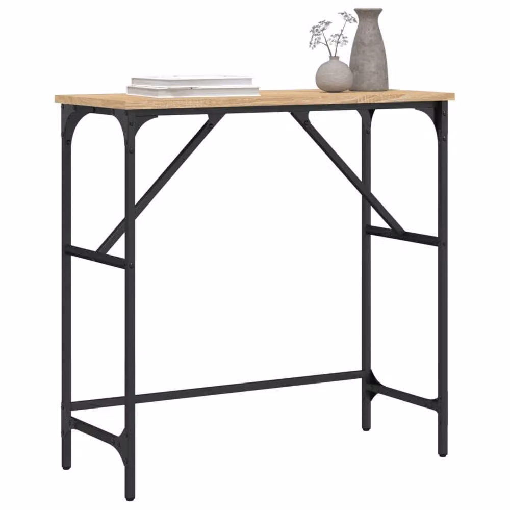 Berkfield Home Sonoma Oak Console Table in Brown, W/D/H: 75 x 32 x 75 cm – 3