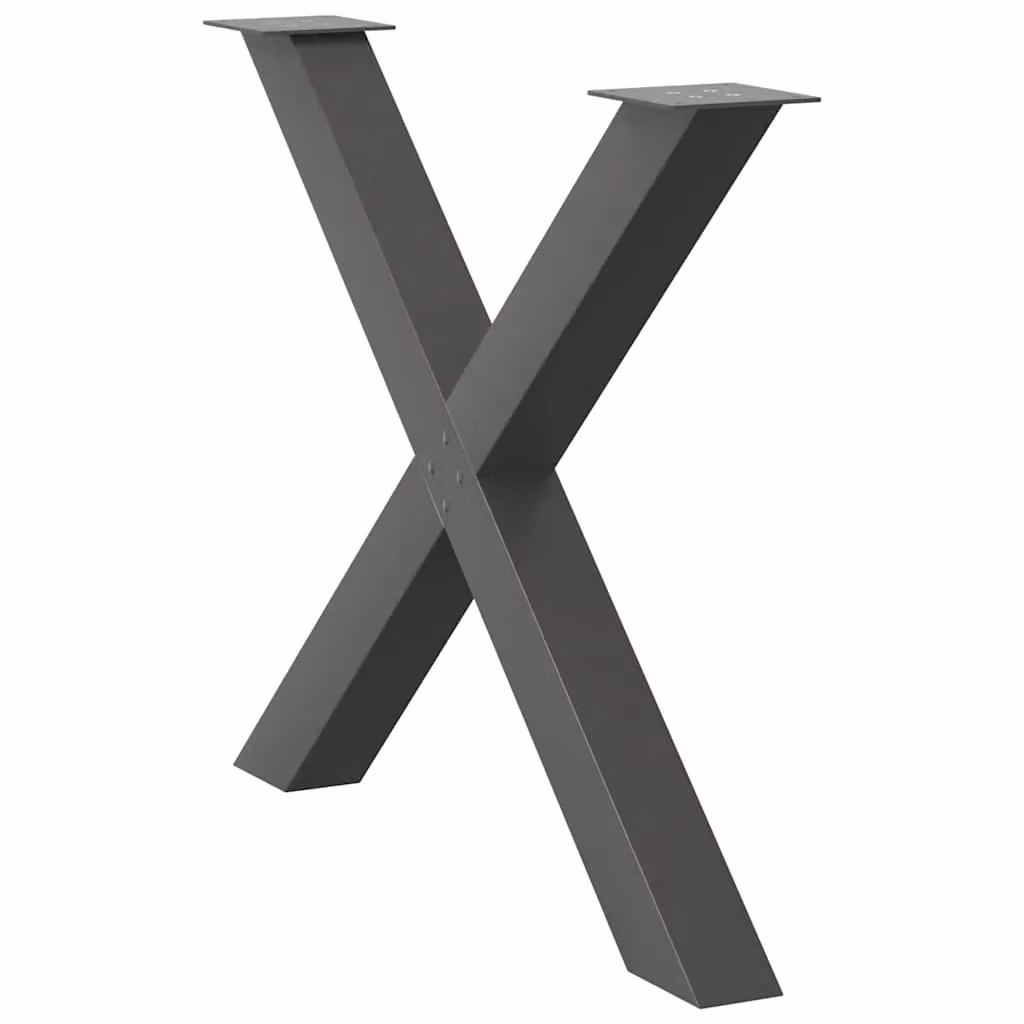 Berkfield Home X-Shaped Dining Table Legs, 3 Piece Set, Anthracite and Black Steel, H: 90 cm – 3