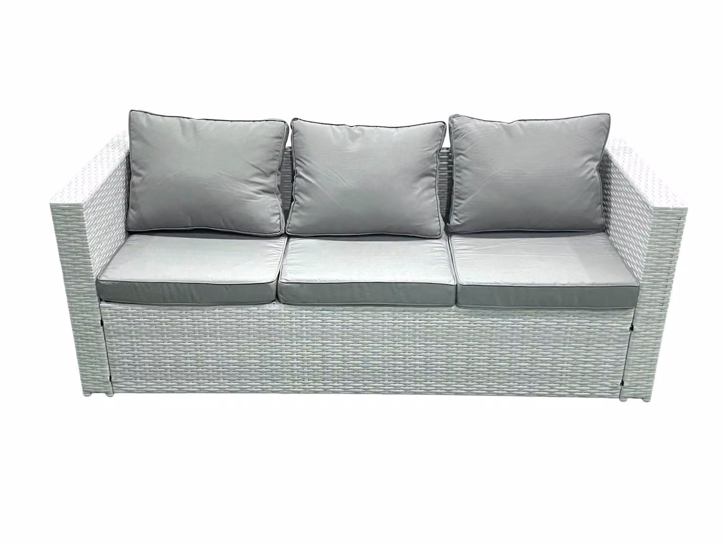 Fimous Grey PE Rattan Garden Furniture Set with 2-Seater Sofa, 2 Armchairs, Coffee Table and Upholstered Cushions – 2