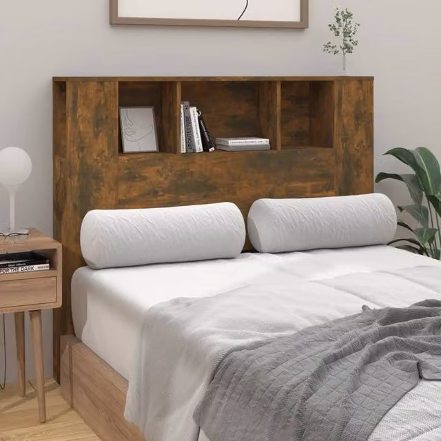 Berkfield Home Headboard Cabinet in Smoked Oak Brown, W/D/H: 120 x 18.5 x 104.5 cm – 1