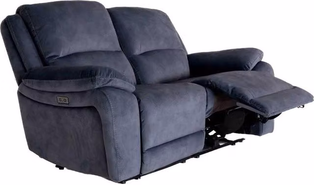 Furnishings For Less UK Bella Electric Reclining 2 Seater Fabric Sofa in Ink Grey with USB Charging and Cup Holders
